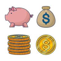 conjunto de ícones de dinheiro e finanças vetor