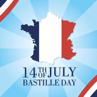 celebração do dia da bastilha com mapa da França vetor