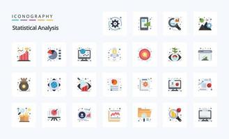 25 pacotes de ícones de cores planas de análise estatística vetor