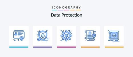pacote de ícones azul 5 de proteção de dados, incluindo cofre. seguro. segurança. armário. privacidade. design de ícones criativos vetor