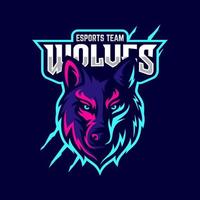 ilustração em vetor de design de logotipo de mascote de esporte e lobo selvagem