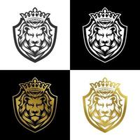 símbolos reais da coroa do leão do rei. logotipo animal leo ouro elegante. ícone de identidade de marca de luxo premium. ilustração vetorial. vetor