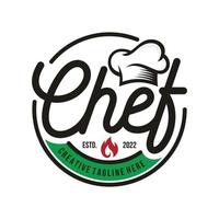 modelo de vetor de logotipo de design vintage de chef de cozinha