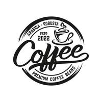 modelo de logotipo de café vintage. logotipo da cafeína. insígnia vintage retrô. distintivo de café retrô. ilustração vetorial vetor