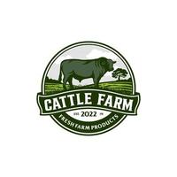 modelo de vetor de logotipo de fazenda de gado vintage