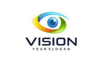 modelo de vetor de design de logotipo de olho. ícone de mídia colorida. ideia de conceito de logotipo de visão.