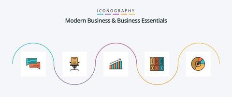linha moderna de negócios e fundamentos de negócios preenchida com 5 ícones planos, incluindo gráfico. análise. braço. gráfico. escritório vetor