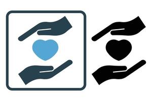 ilustração de ícone de relacionamento amoroso. ícone de mão com coração. ícone relacionado ao estilo de vida. estilo de ícone sólido. design vetorial simples editável vetor