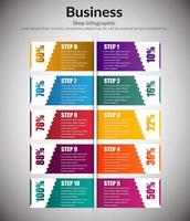 design de modelo de infográfico de negócios. infográfico de diagrama de círculo realista. visualização de dados de relatório anual de negócios modernos. elemento de apresentação infográfico de linha do tempo plana. vetor