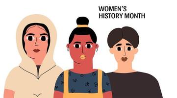 banner para o mês da história da mulher. ilustração vetorial estilo desenhado à mão vetor