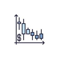 inflação do dólar na queda do conceito de vetor de gráfico de castiçal ícone colorido
