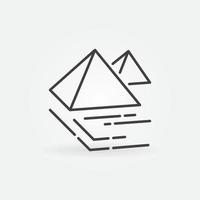 Pirâmides egípcias de gizé vetor conceito ícone linear ou sinal