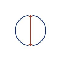 ícone ou símbolo colorido do conceito de vetor de diâmetro do círculo