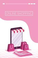 banner de compras online e e-commerce vetor