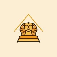 ícone criativo do conceito de vetor de esfinge egípcia amarela