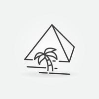 palmeira com ícone de contorno do conceito de vetor de pirâmide egípcia