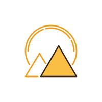 pirâmides no egito com ícone ou sinal colorido do conceito de vetor solar