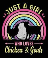 apenas uma garota que adora design de camiseta de frango e cabras para mulheres vetor