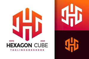 letra h hexágono cubo logotipo logotipos elemento de design modelo de ilustração vetorial de estoque vetor