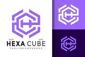 letra h ou c hexa cubo logotipo logotipos elemento de design modelo de ilustração vetorial de estoque vetor