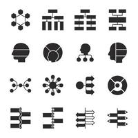 modelo de infográfico de mapa mental moderno. coleção de ícones de linha plana. vetor de design simples