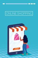 banner de compras online e e-commerce vetor