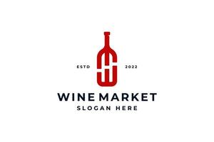 letra inicial vermelha w logotipo do mercado de vinhos vetor