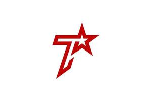 letra inicial vermelha número 7 estrela logotipo vetor