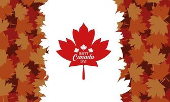 banner de celebração do feliz dia do Canadá com folhas de plátano vetor