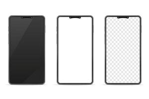 Conjunto de telefone móvel realista em branco para smartphone vetor
