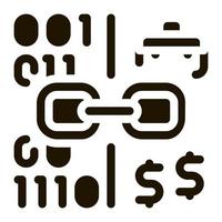 vinculando o código binário à ilustração de glifo vetorial de ícone de dinheiro vetor