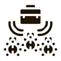 bugs para ouvir na ilustração de glifo vetorial de ícone de maleta vetor