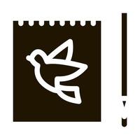 ilustração de glifo vetorial de ícone de pássaro de caneta de caderno vetor