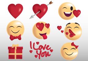 Valentine Emoji e etiqueta vetor