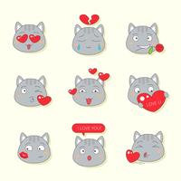 Cute Cat emote for valentine vetor