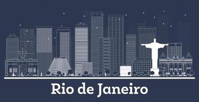 delineie o horizonte da cidade do rio de janeiro brasil com edifícios brancos. vetor