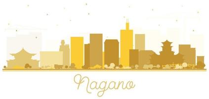 silhueta do horizonte da cidade de nagano japão com edifícios dourados. vetor