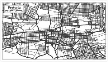 mapa da cidade de pretória áfrica do sul em preto e branco. mapa de contorno. vetor