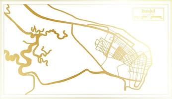 mapa da cidade de banjul Gâmbia em estilo retrô na cor dourada. mapa de contorno. vetor