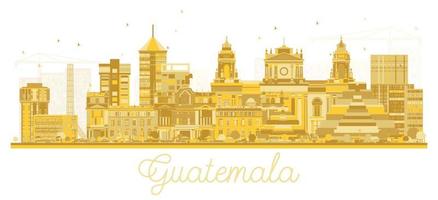 silhueta do horizonte da cidade da guatemala com edifícios dourados isolados no branco. vetor
