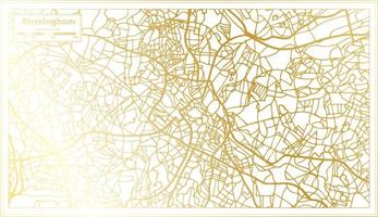 mapa da cidade de birmingham reino unido em estilo retrô na cor dourada. mapa de contorno. vetor