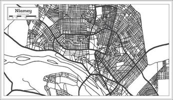 Mapa da cidade de Niamey Niger na cor preto e branco. mapa de contorno. vetor