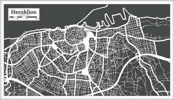 mapa da cidade de heraklion grécia em estilo retrô. mapa de contorno. vetor