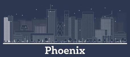 delineie o horizonte da cidade de Phoenix no Arizona com edifícios brancos. vetor
