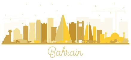 silhueta do horizonte da cidade de bahrein com edifícios dourados isolados no branco. vetor