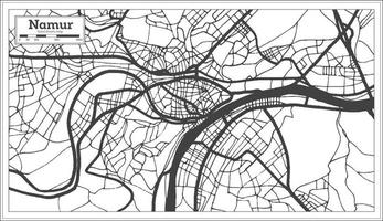 mapa da cidade de namur bélgica na cor preto e branco. mapa de contorno. vetor