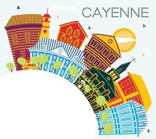 Skyline da cidade de Cayenne French Guiana com edifícios coloridos e espaço para texto. vetor