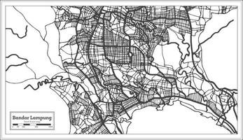 mapa da cidade de bandar lampung indonésia na cor preto e branco. vetor