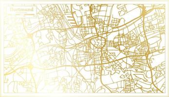 Mapa da cidade de Dortmund Alemanha em estilo retrô na cor dourada. mapa de contorno. vetor