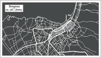 mapa da cidade de bregenz áustria em estilo retrô. mapa de contorno. vetor